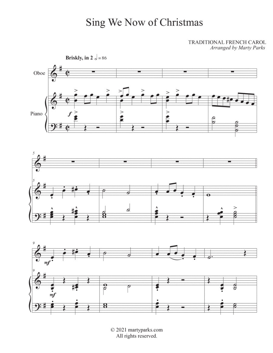 Sing We Now of Christmas (Oboe-Piano) Piano scores gallery preview page 1