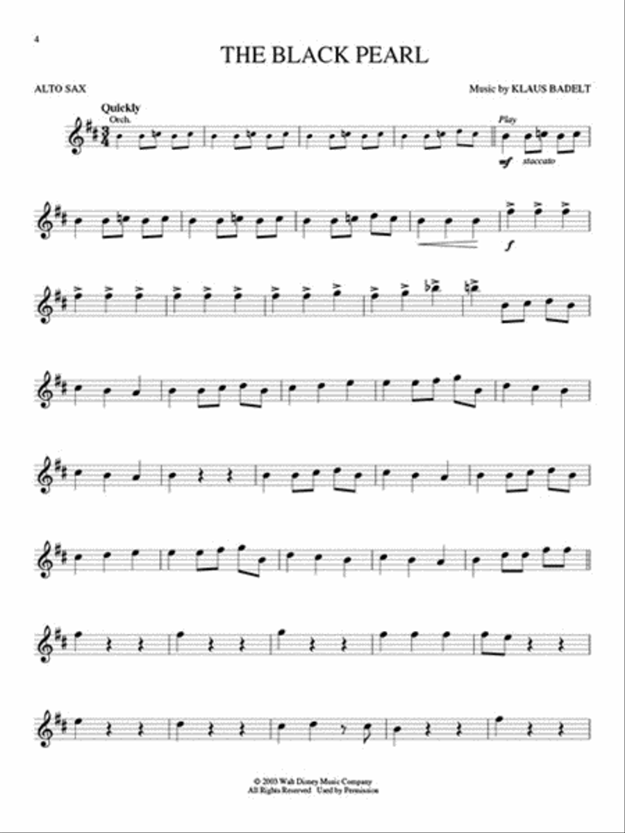 Pirates of the Caribbean Alto Saxophone scores gallery preview page 3