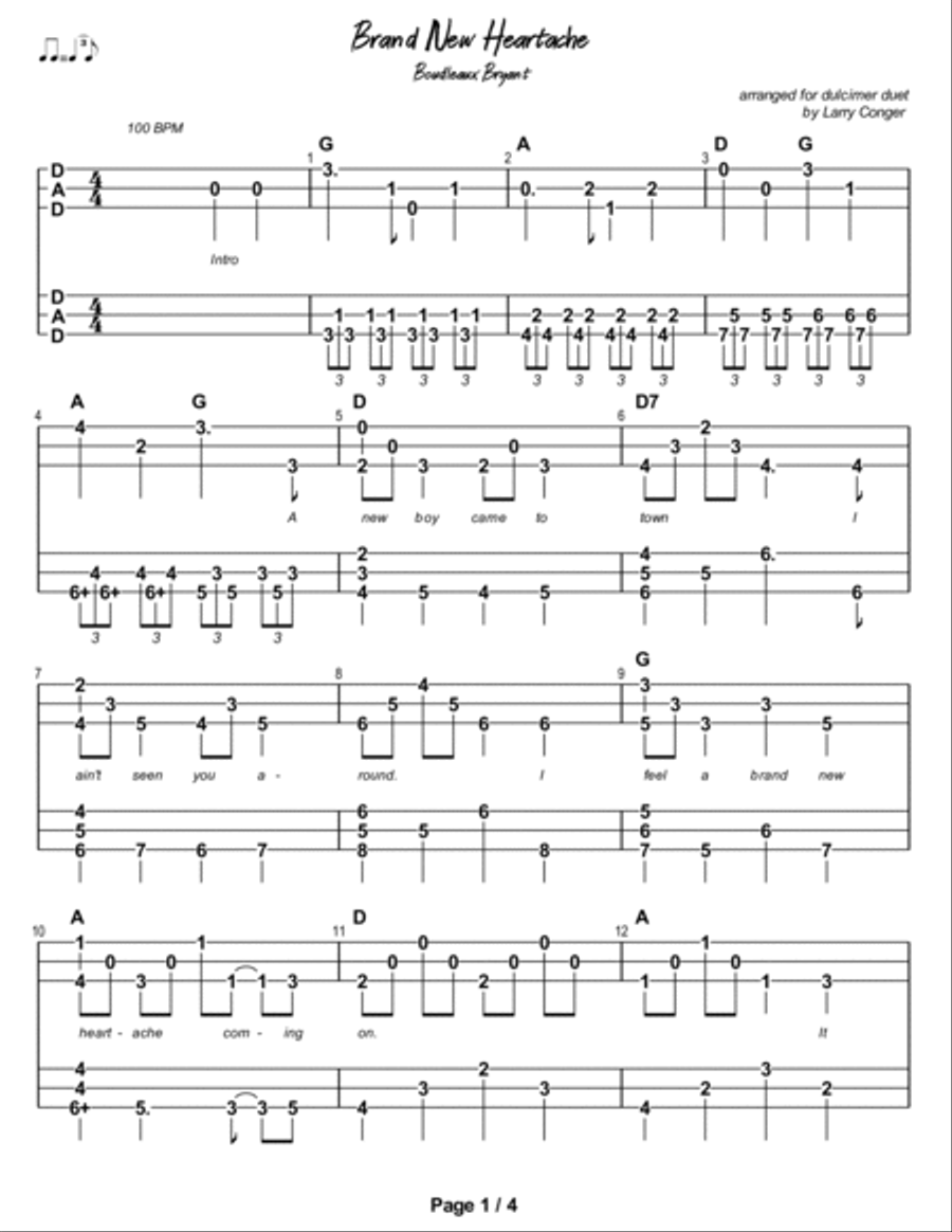 A Brand New Heartache Dulcimer scores gallery preview page 2