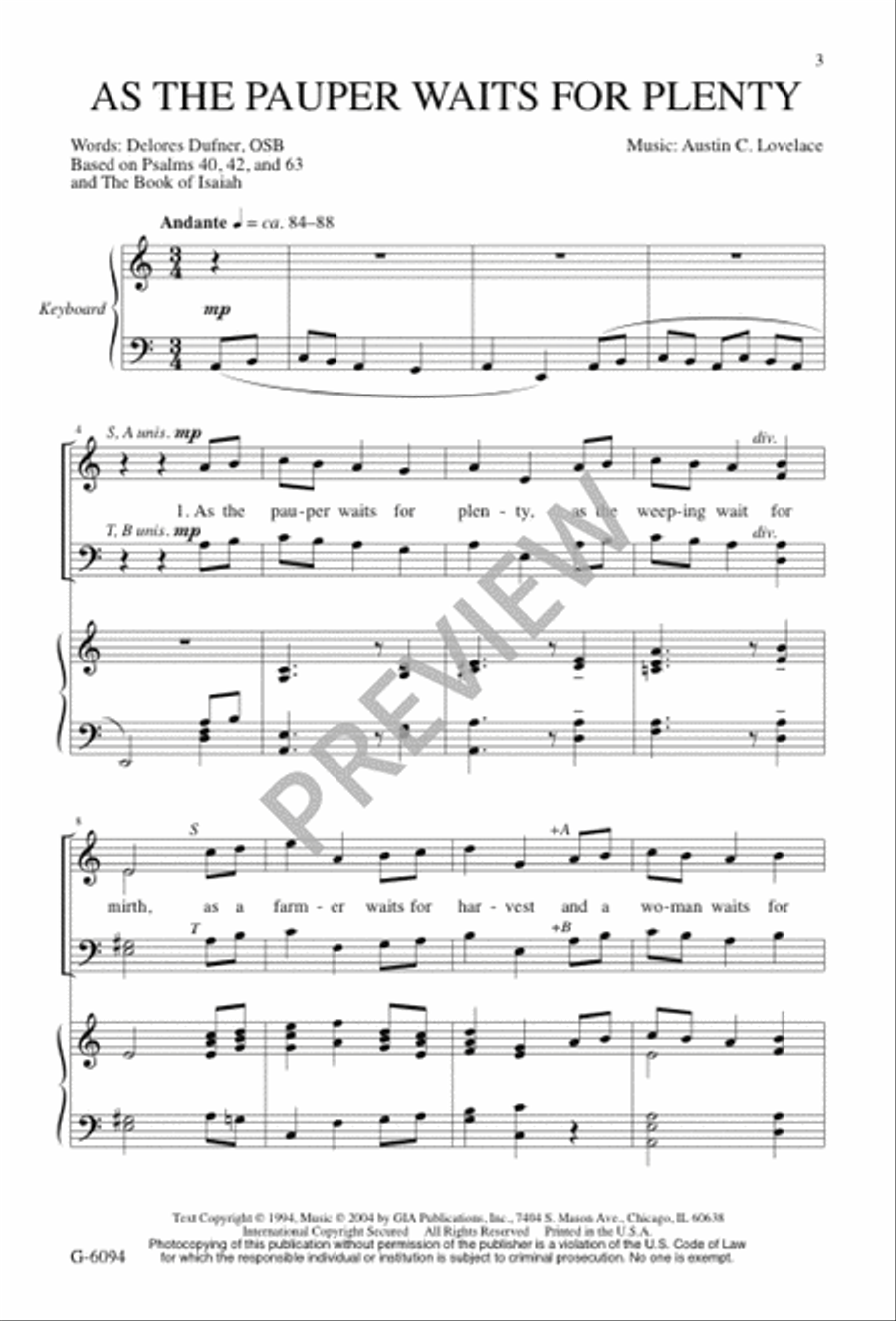As the Pauper Waits for Plenty 4-Part scores gallery preview page 3