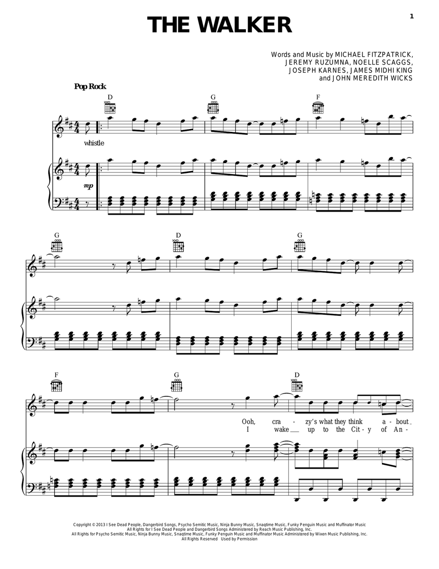 The Walker The Walker Piano, Vocal, Guitar scores gallery preview page 1