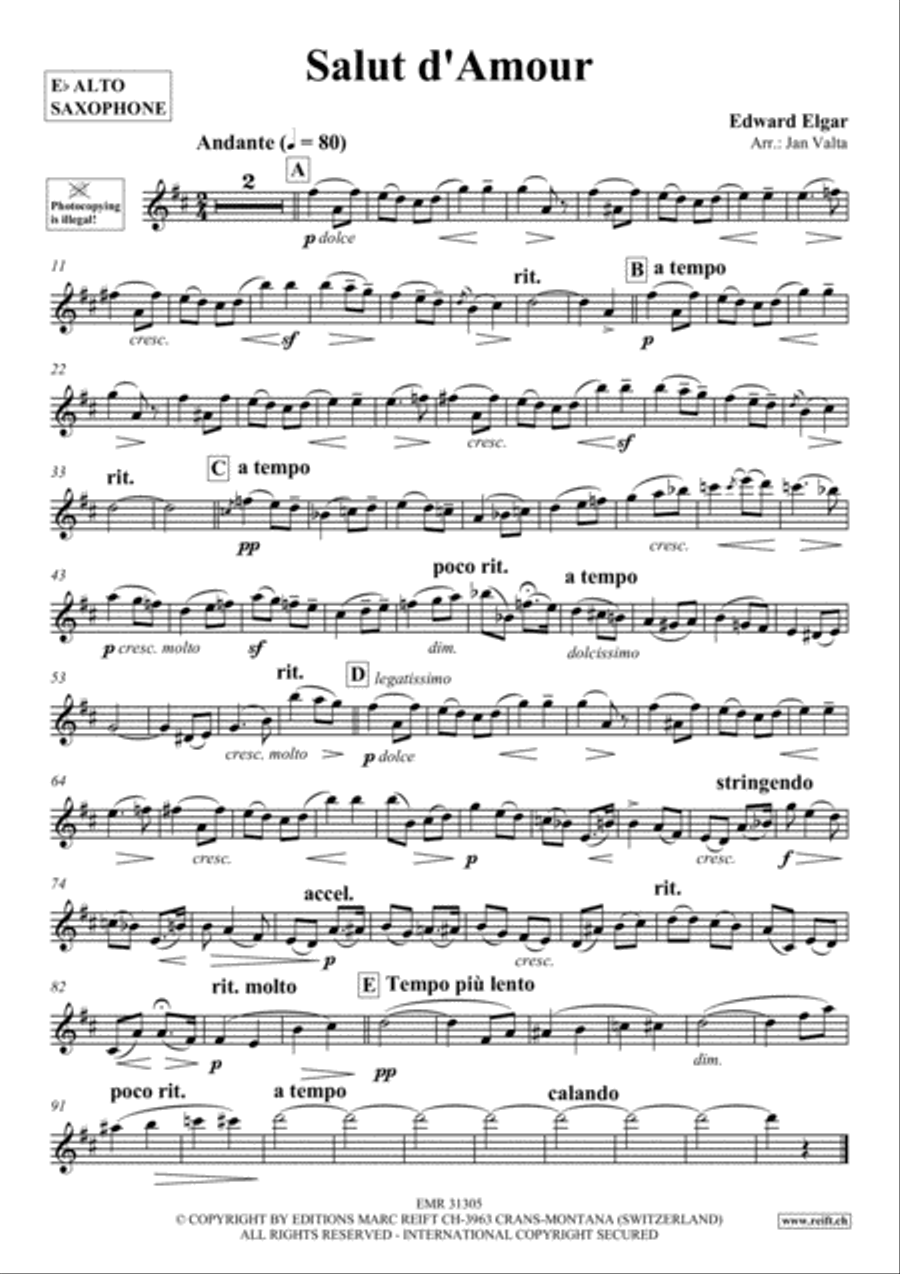 Salut d'Amour Alto Saxophone scores gallery preview page 2