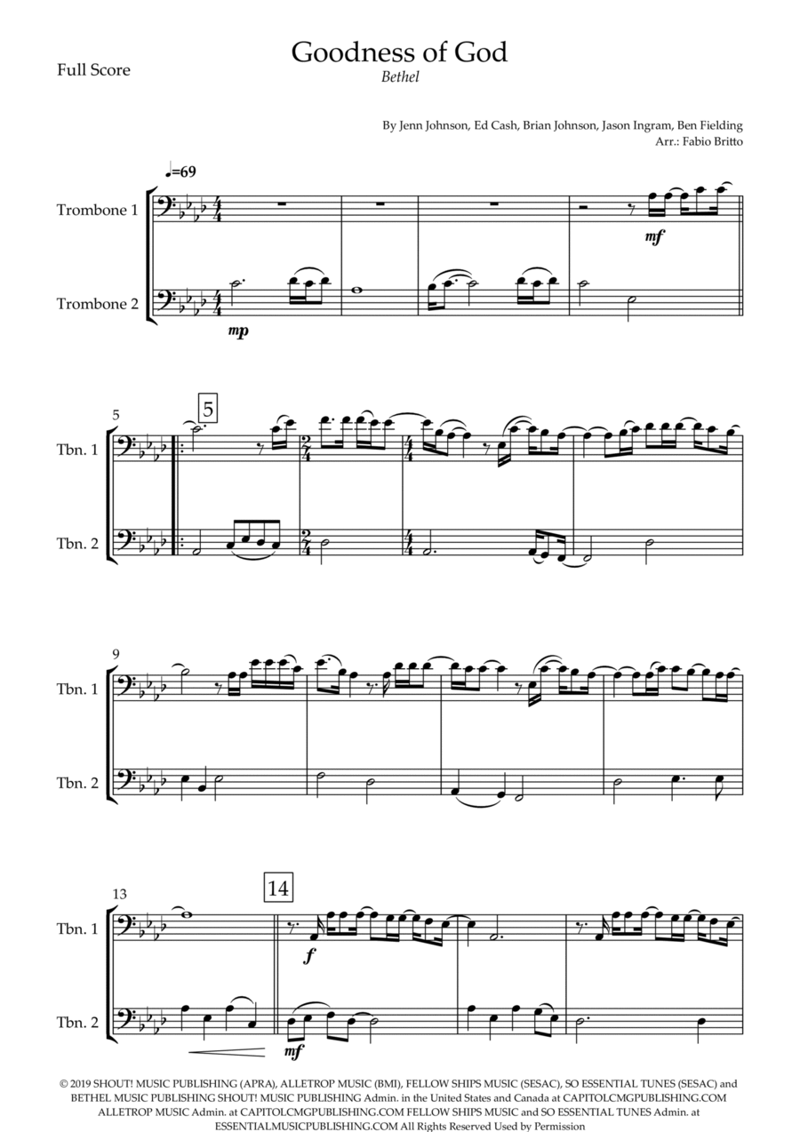 Goodness Of God Goodness Of God Trombone Duet scores gallery preview page 1