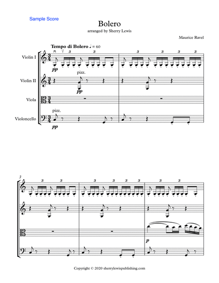 BOLERO for String Quartet, Intermediate Level for 2 violins, viola and cell image number null