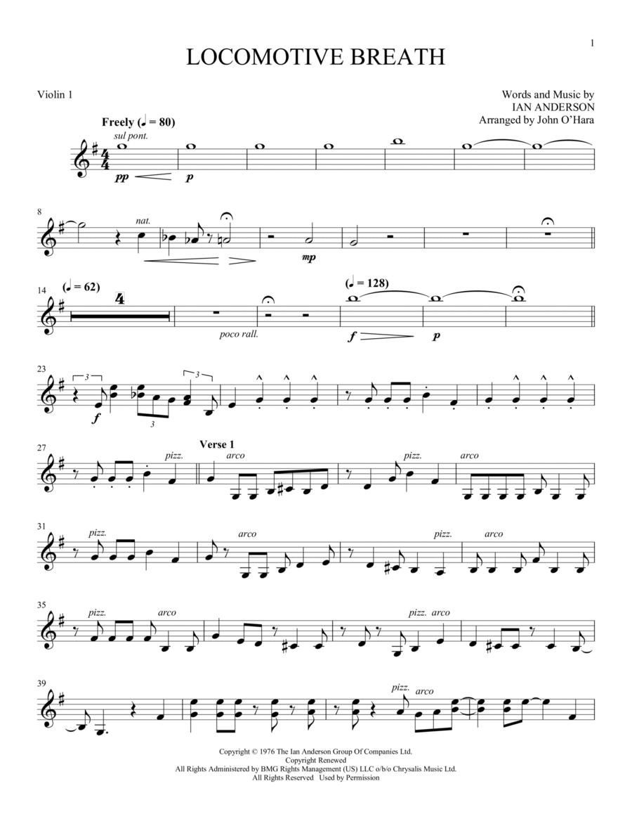 Loco (arr. John O'Hara) - Violin 1 String Quartet scores gallery preview page 1