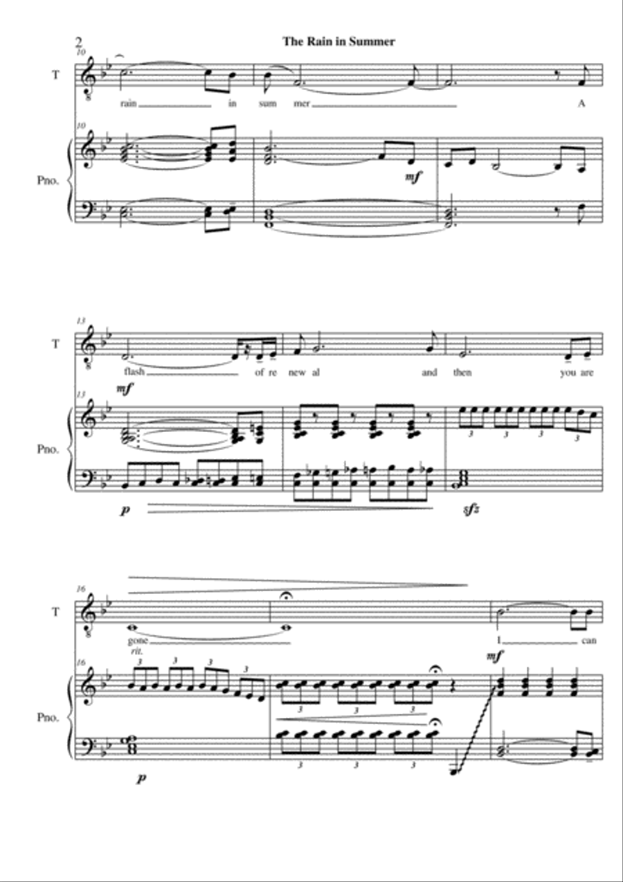 The Rain in Summer (La Pluie en Ete) Tenor Voice scores gallery preview page 2