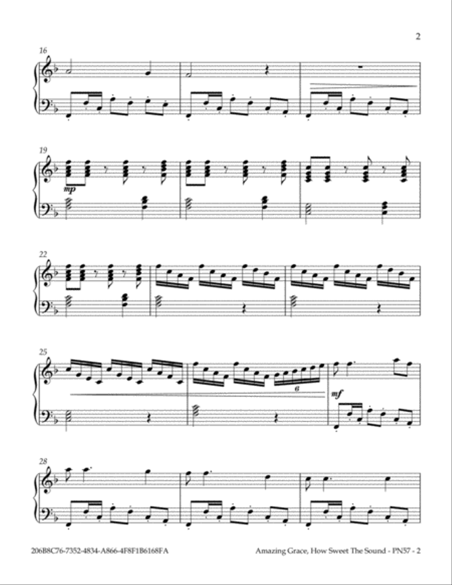 Amazing Grace, How Sweet The Sound Piano Solo scores gallery preview page 3