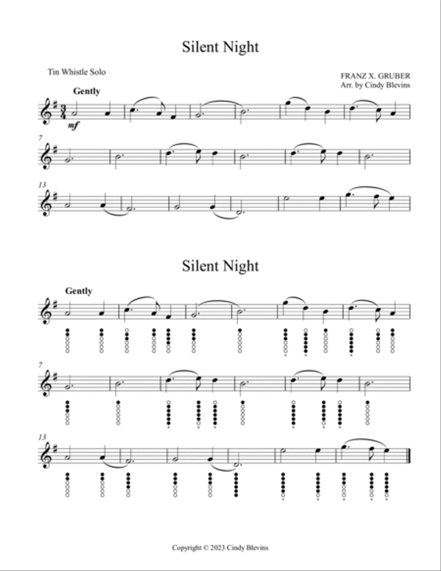 Silent Night, for Tin Whistle Solo Tin Whistle scores gallery preview page 2