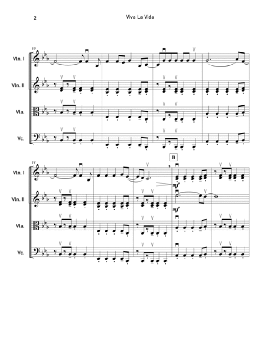 Viva La Vida String Orchestra scores gallery preview page 2