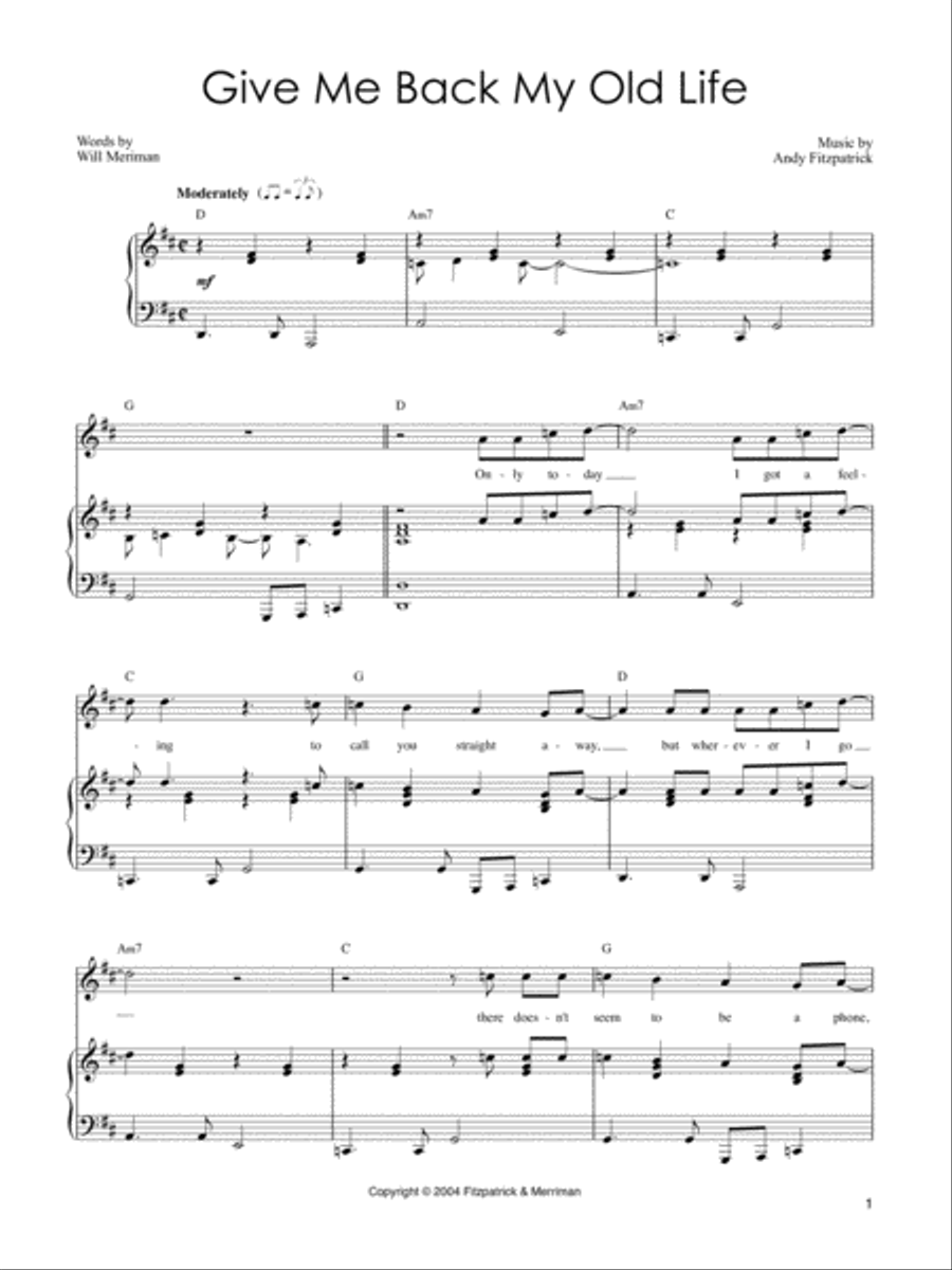 Give Me Back My Old Life Voice scores gallery preview page 2