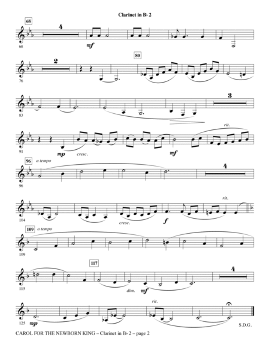 Carol For The Newborn King - Bb Clarinet 2 Choir scores gallery preview page 2