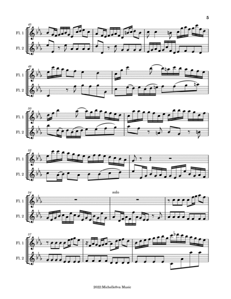 Sonata in E flat Major for flute--duet teaching version