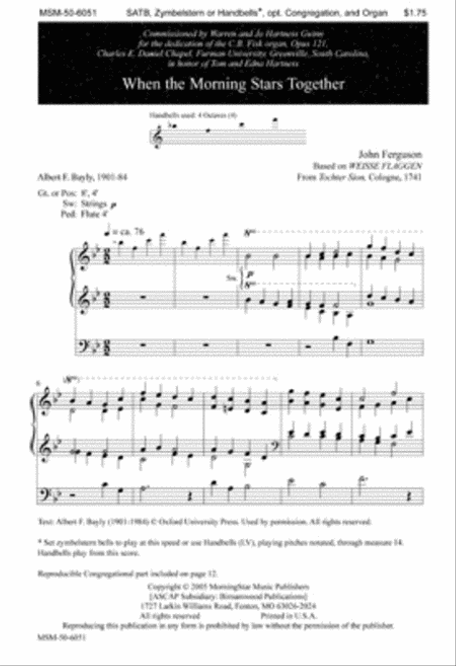 When the Morning Stars Together 4-Part scores gallery preview page 1
