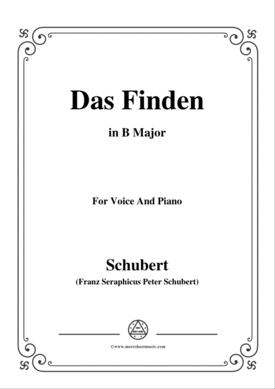 Schubert-Das Finden,in B Major,for Voice&Piano Voice scores gallery preview page 1