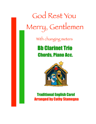 God Rest You Merry, Gentlemen (Bb Clarinet Trio, Chords, Piano Acc.)