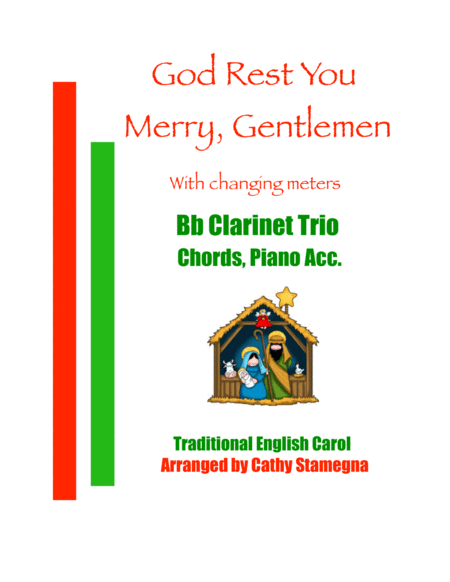God Rest You Merry, Gentlemen (Bb Clarinet Trio, Chords, Piano Acc.) image number null