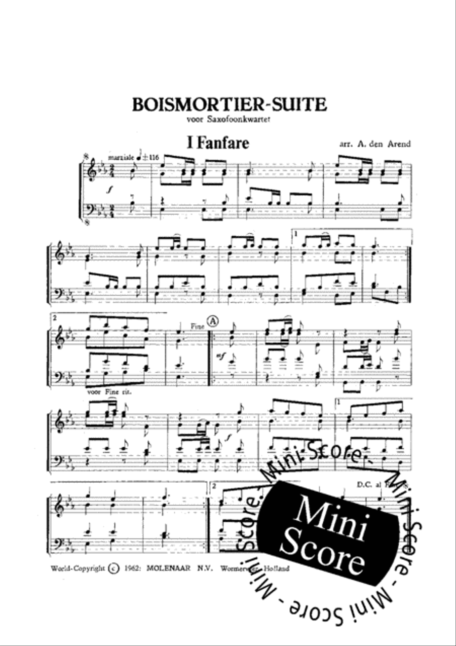 Boismortier Suite Saxophone Quartet scores gallery preview page 4