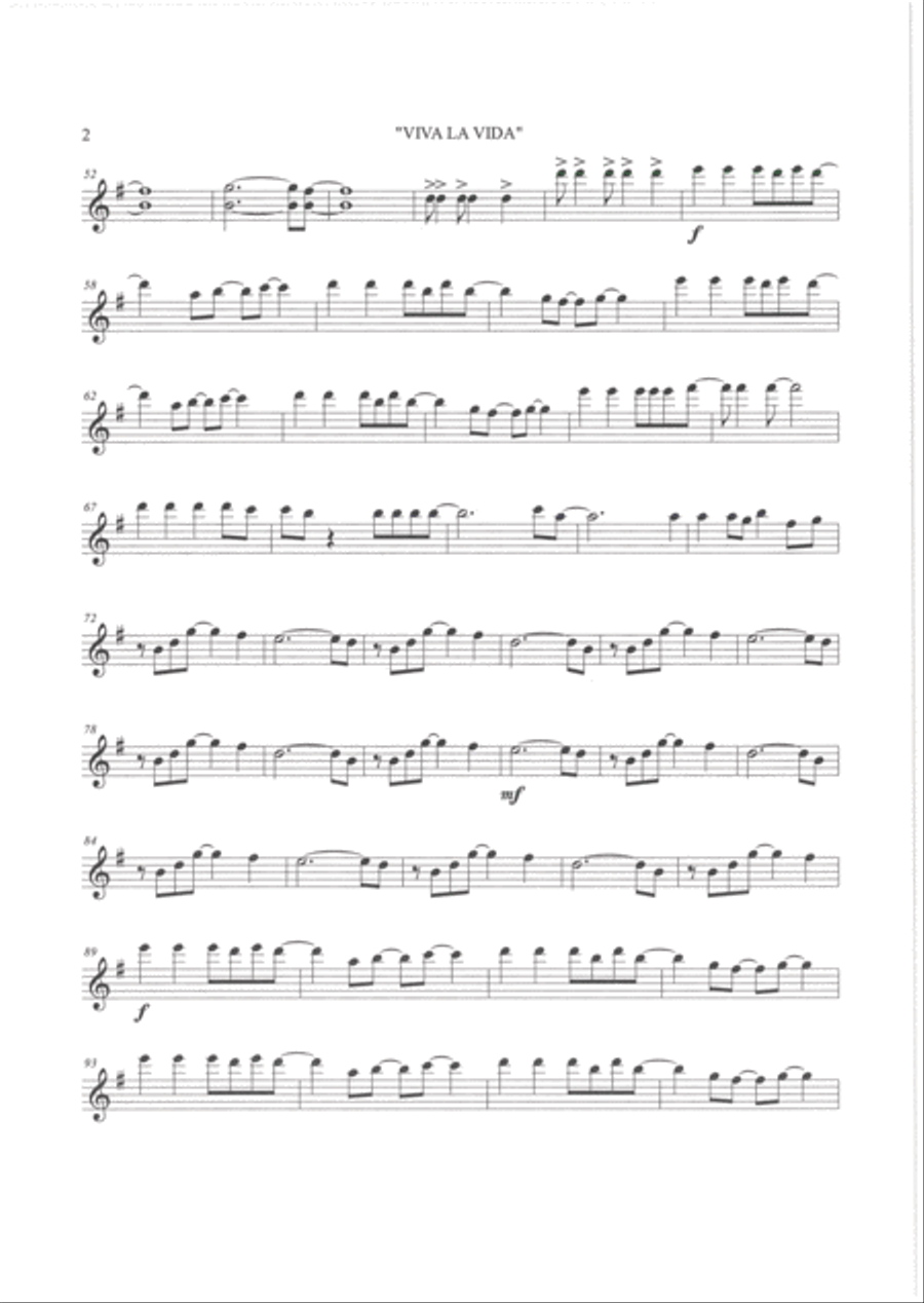 VIVA LA VIDA by COLDPLAY - Guitar Ensemble (Parts Only) image number null