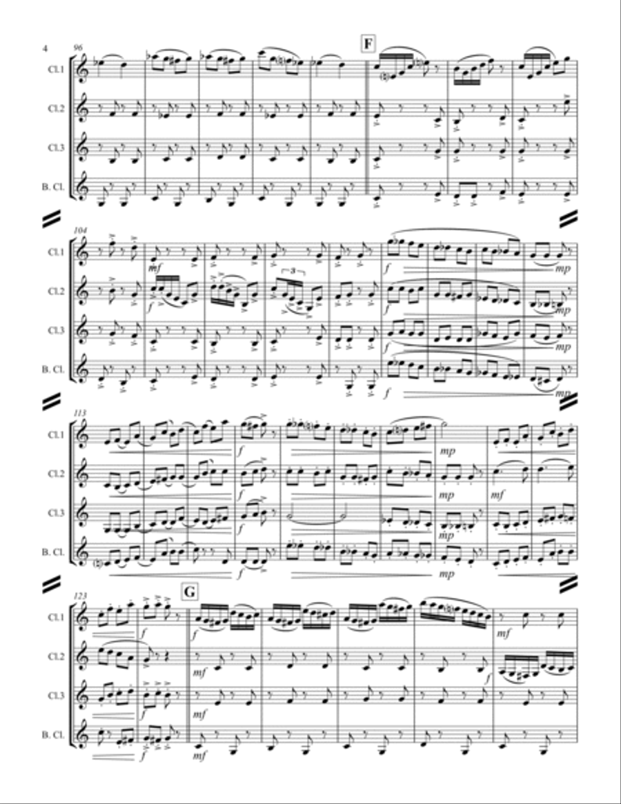 Strauss II - Perpetual Motion (for Clarinet Quartet) Clarinet Quartet scores gallery preview page 5