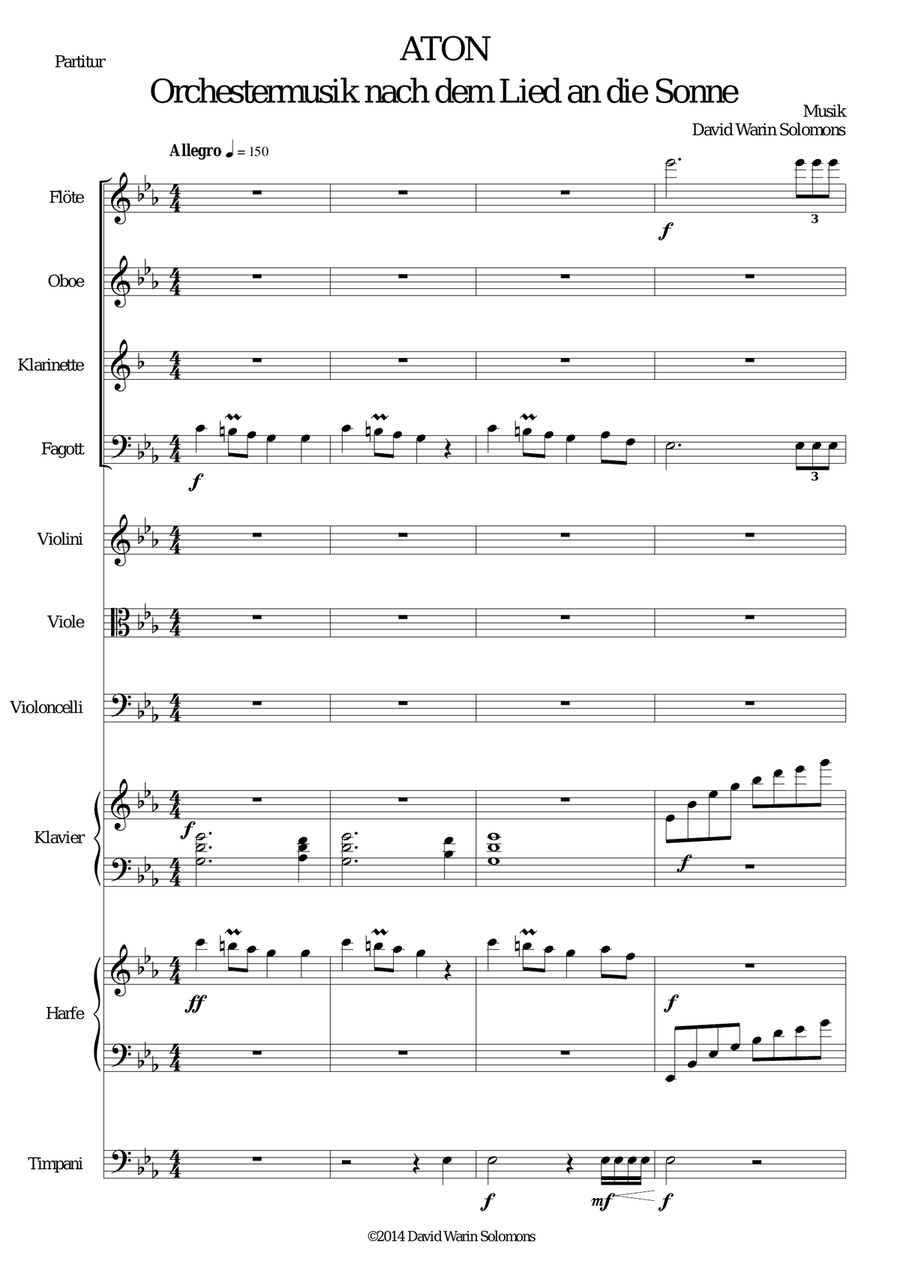 ATON part 6-Orchestermusik nach dem Lied an die Sonne - woodwind, strings, piano, harp, timpani Full Orchestra scores gallery preview page 1