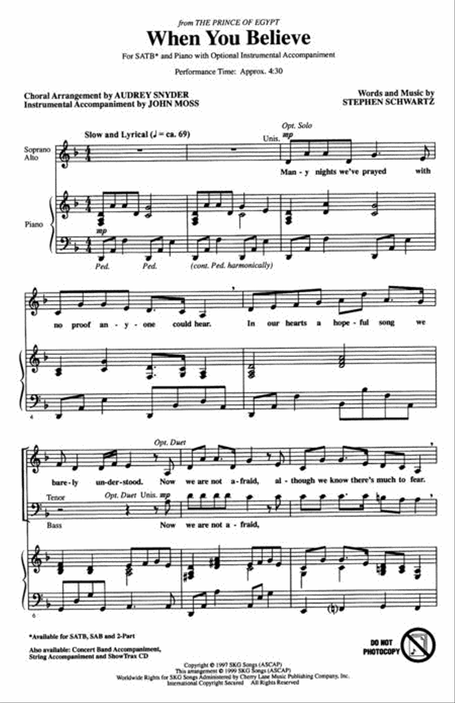 When You Believe (from The Prince or Egypt) 4-Part scores gallery preview page 2