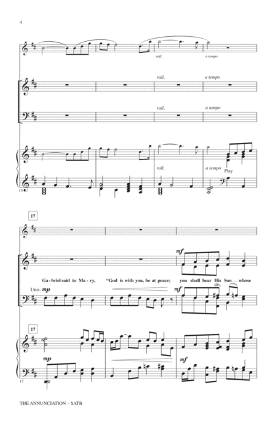 The Annunciation (incorporating Gabriel's Oboe) 4-Part scores gallery preview page 3