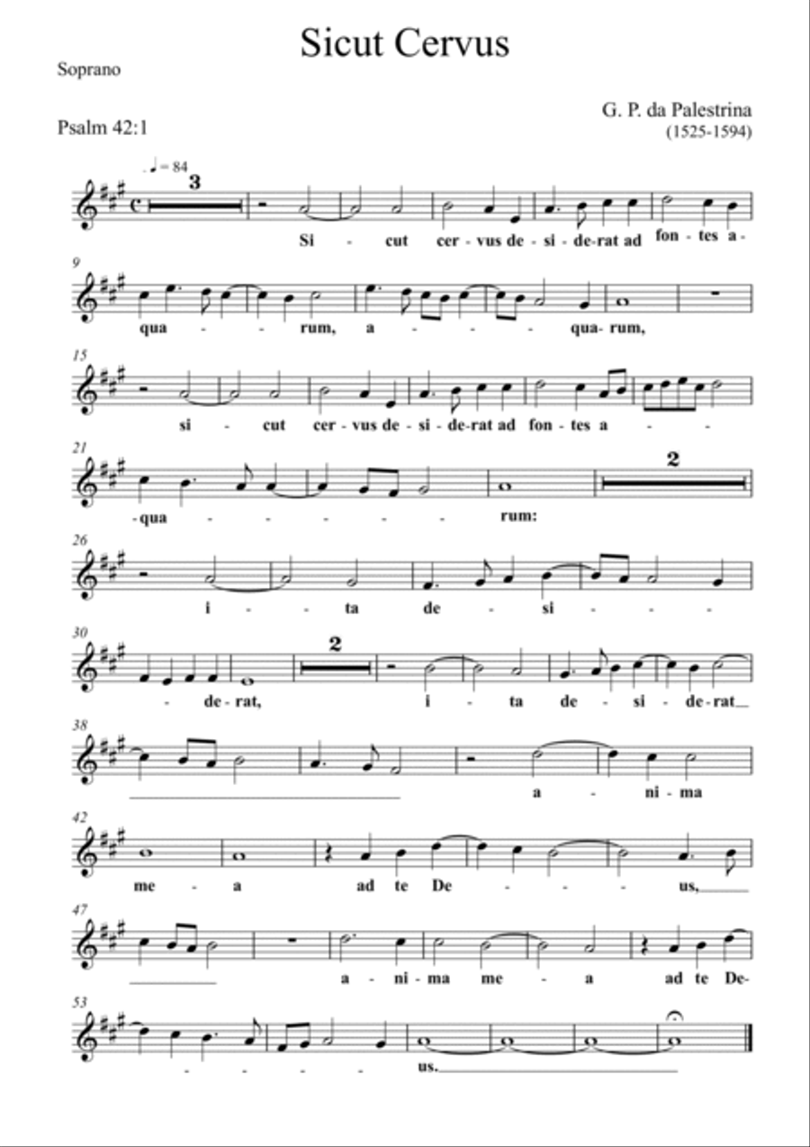 Giovanni Pierluigi da Palestrina - Sicut Cervus (SATB Choir + Piano Reduction) 4-Part scores gallery preview page 5