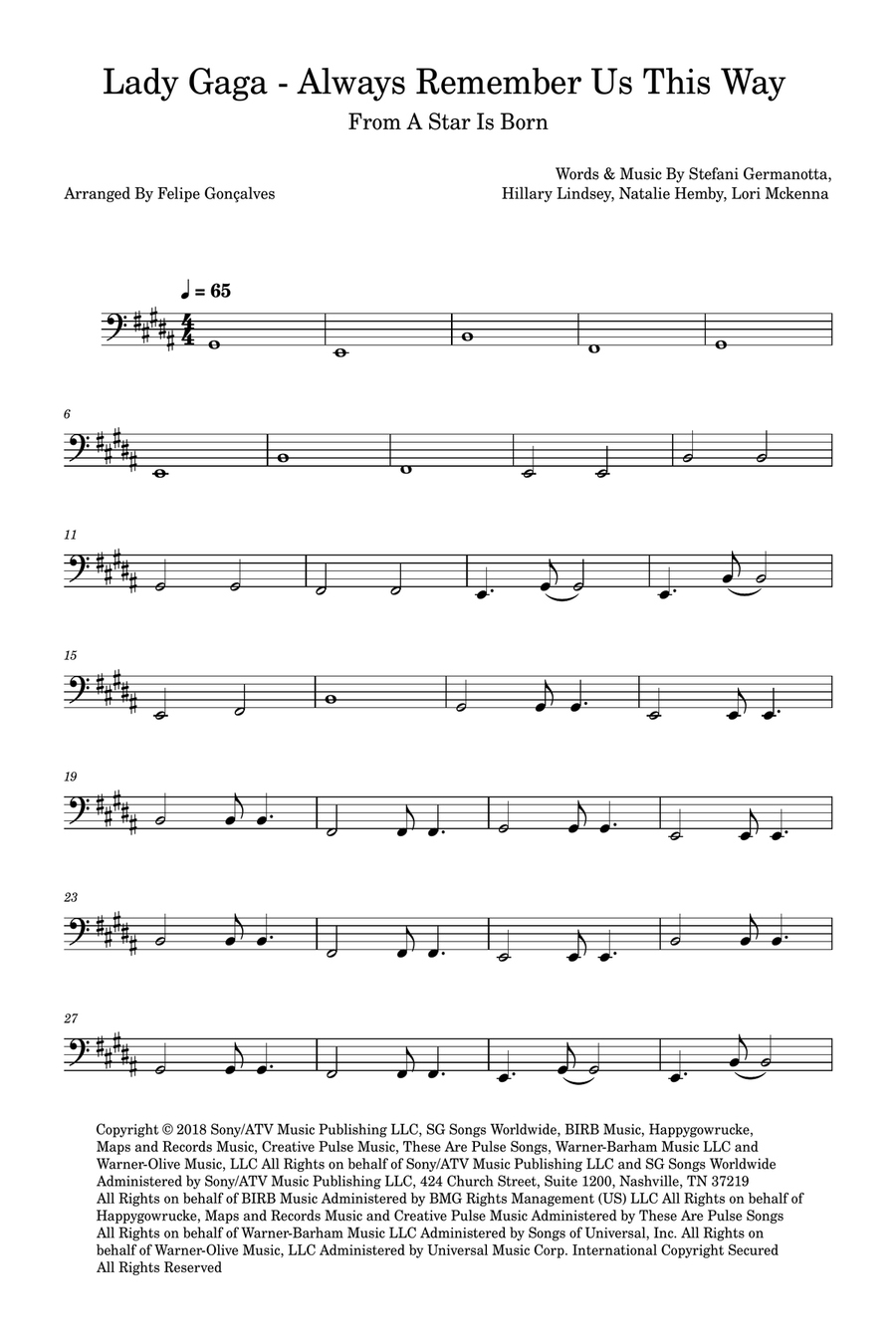 Always Remember Us This Way Acoustic Guitar scores gallery preview page 1