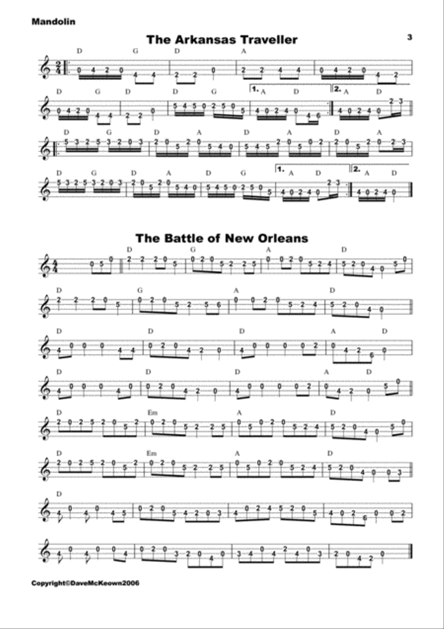 30 Bluegrass and Country Tunes for Mandolin, tab in GDAE Mandolin scores gallery preview page 3