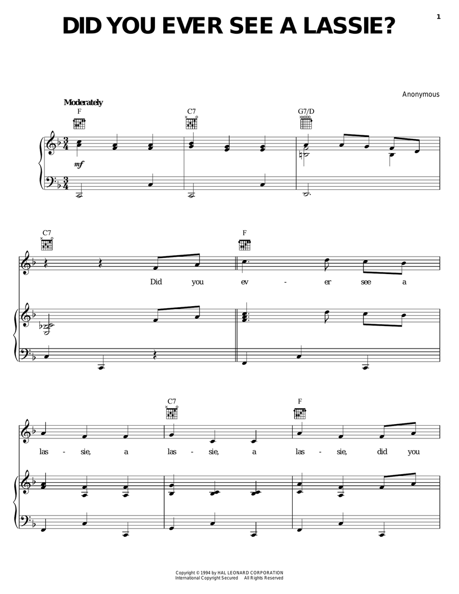 Did You Ever See A Lassie? Acoustic Guitar scores gallery preview page 1