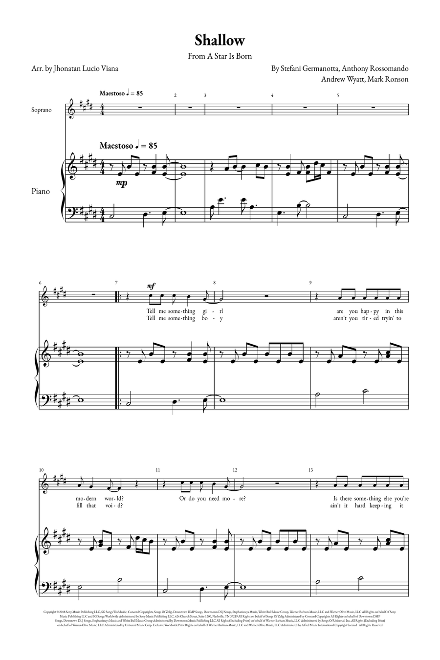 Shallow A Cappella scores gallery preview page 1