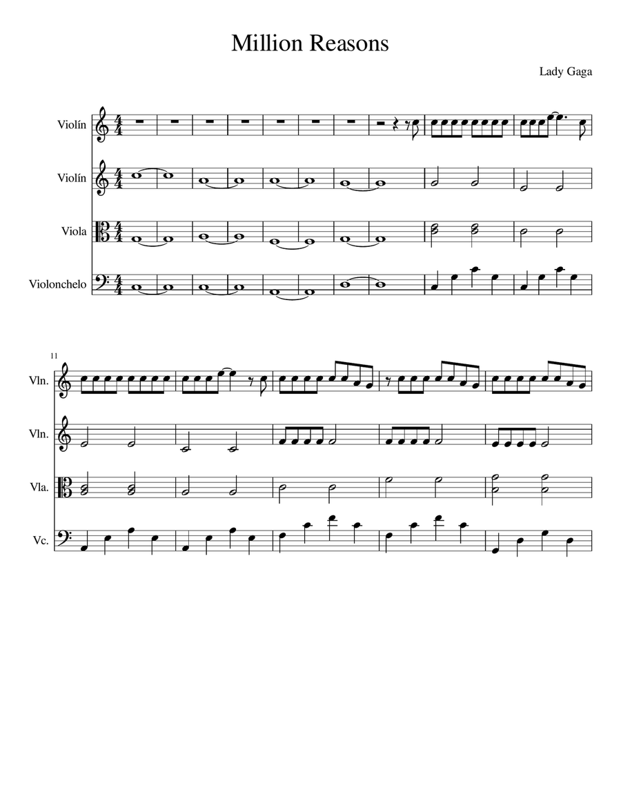 Million Reasons String Quartet scores gallery preview page 1