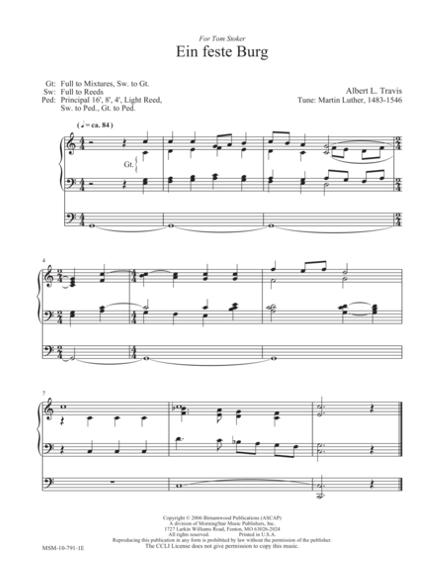Ein feste Burg Ein feste Burg Organ scores gallery preview page 1
