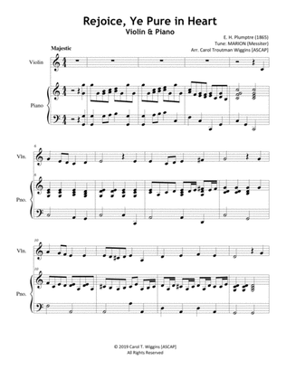 Rejoice, Ye Pure in Heart (Violin & Piano)