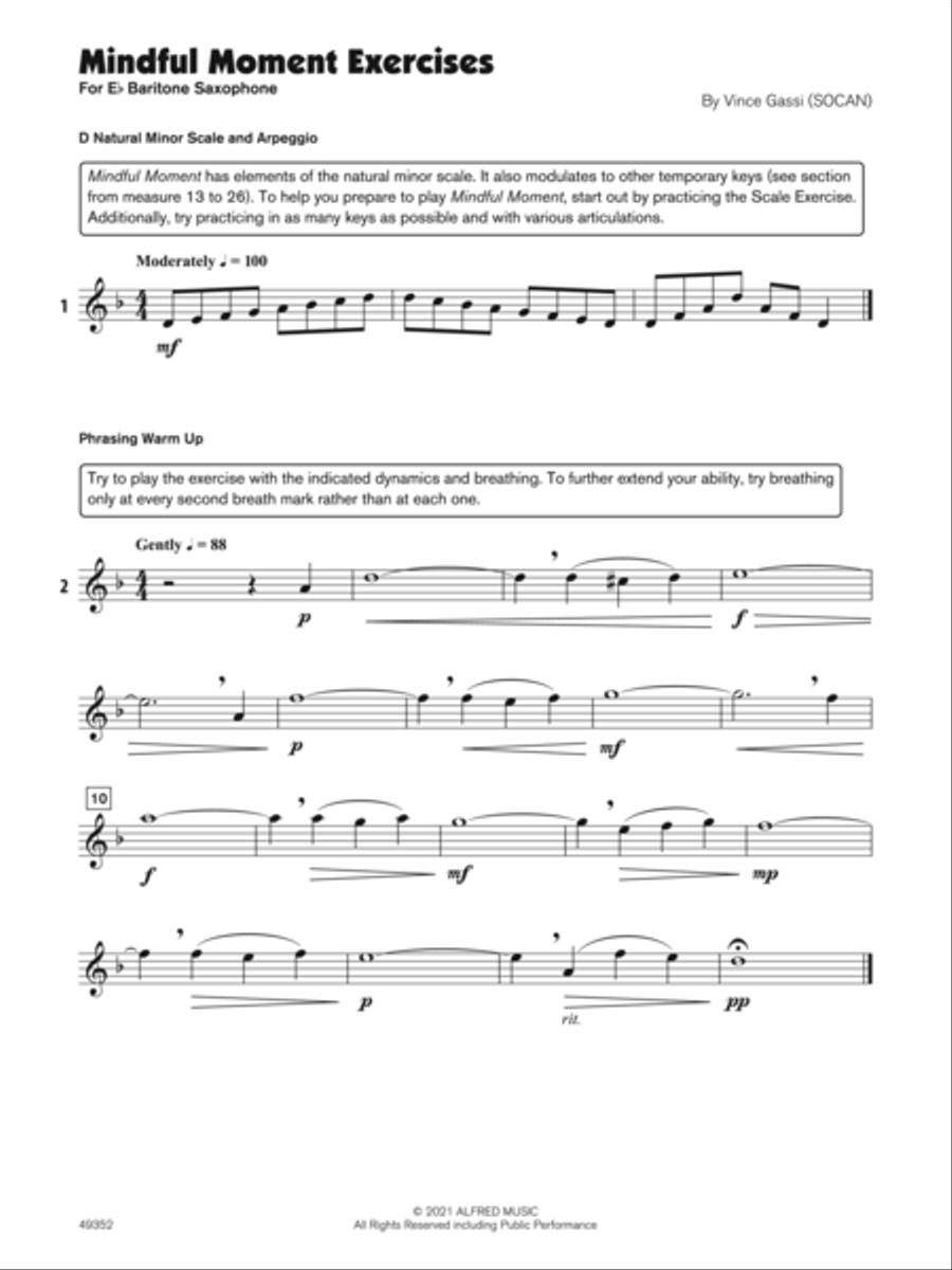 Mindful Moment (Sound Innovations Soloist, Baritone Sax) Small Ensemble scores gallery preview page 2