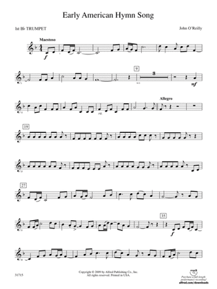 Early American Hymn Song: 1st B-flat Trumpet