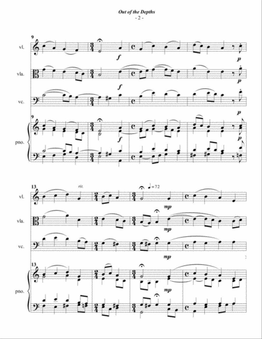 Luther: Out of the Depths for Piano Quartet Piano Quartet scores gallery preview page 2