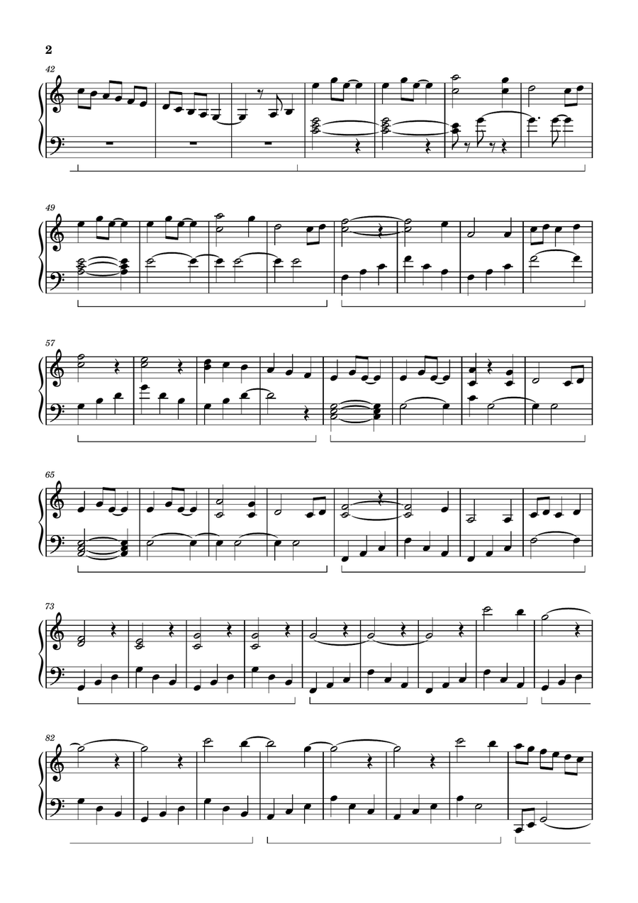 Pachelbel's Canon x A Thousand Years Wedding Entrance Piano Solo scores gallery preview page 2