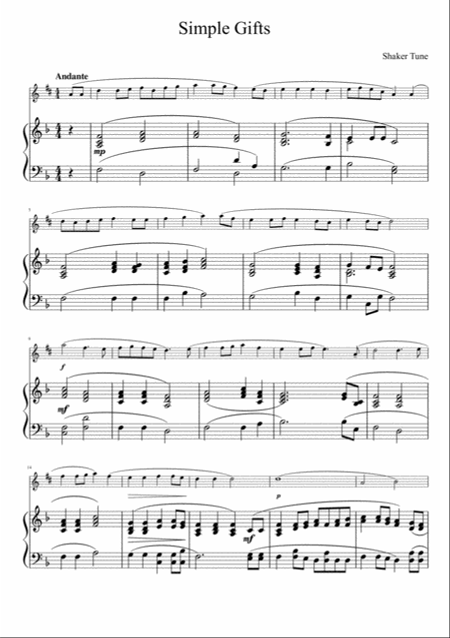 Simple Gifts Alto Saxophone scores gallery preview page 2