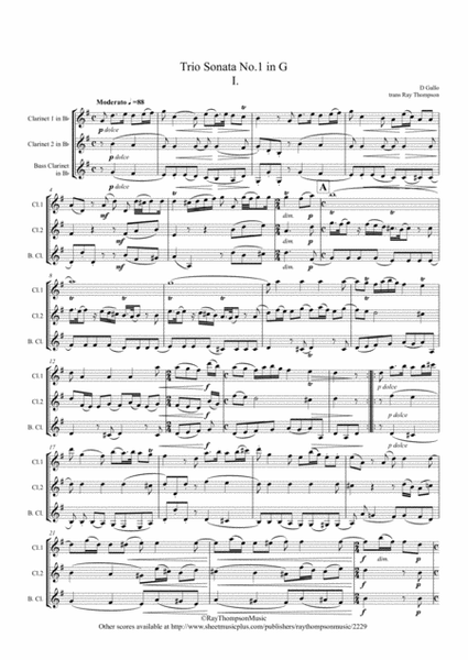 Gallo: Trio Sonata No.1 in G Mvt.I (Pulcinella Suite Mvt.1 Sinfonia) - clarinet trio image number null