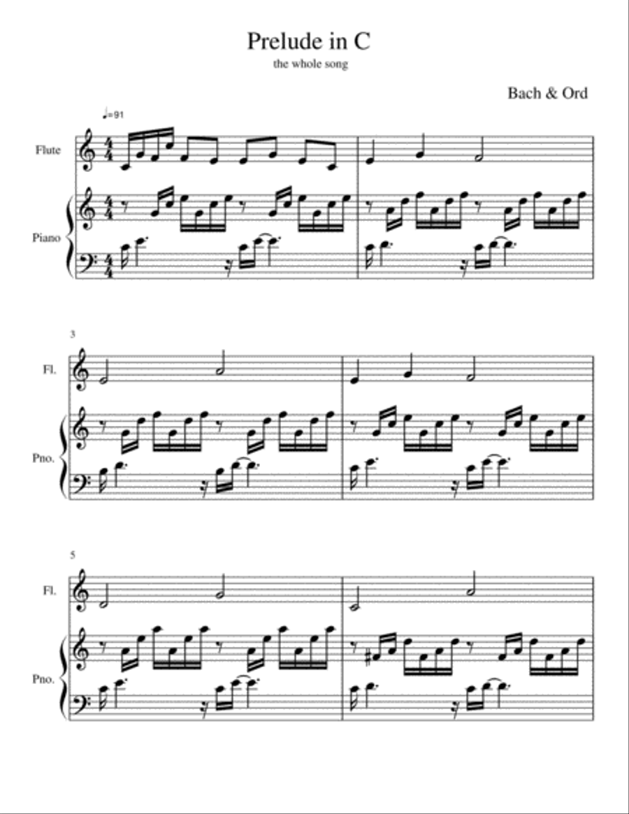 Prelude in C Woodwind Duet scores gallery preview page 1