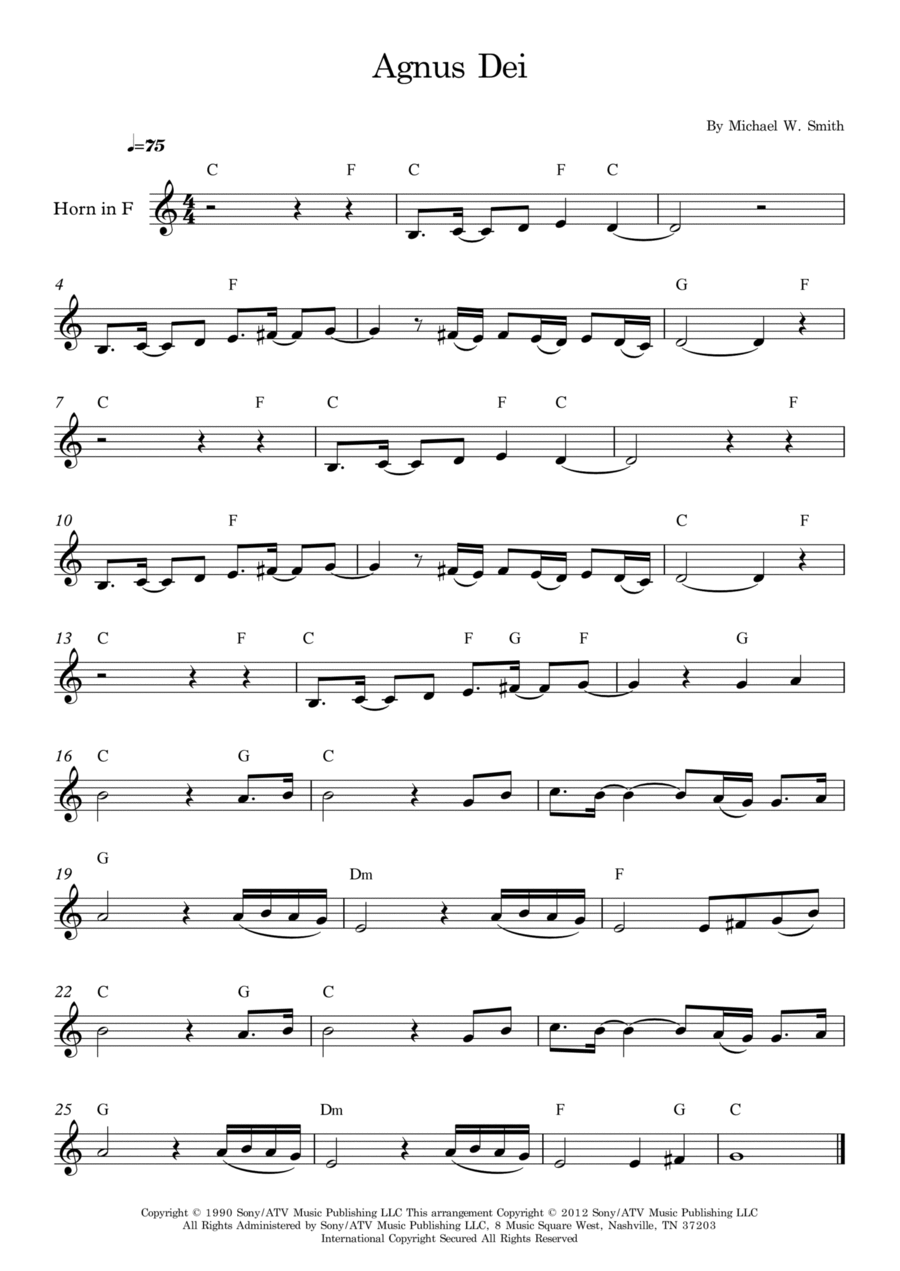 Agnus Dei Horn Solo scores gallery preview page 1