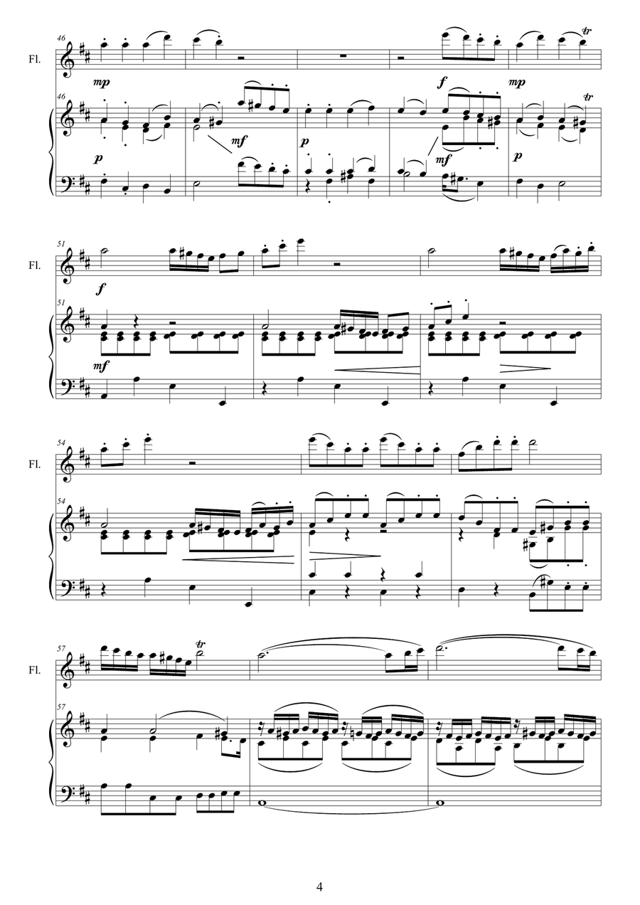 Mozart - Flute quartet in D K.285 - 1 Allegro - Version Flute and piano Flute Solo scores gallery preview page 4