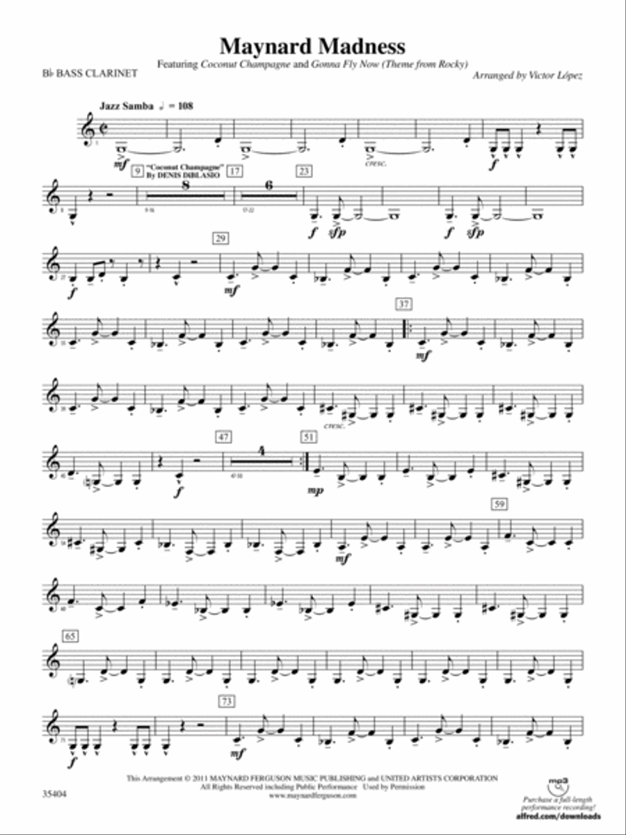 Maynard Madness: B-flat Bass Clarinet Concert Band scores gallery preview page 1