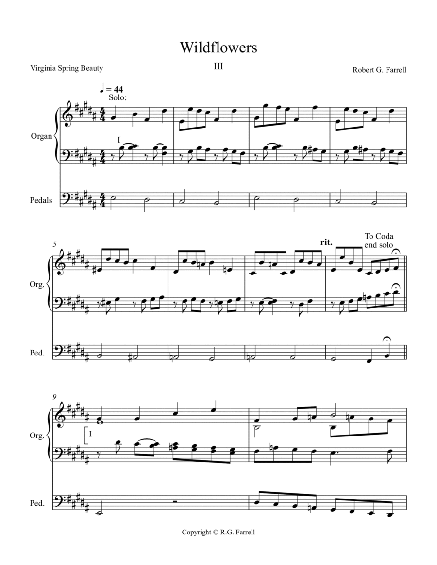 Wildflowers #3 Wildflowers #3 Organ Solo scores gallery preview page 1