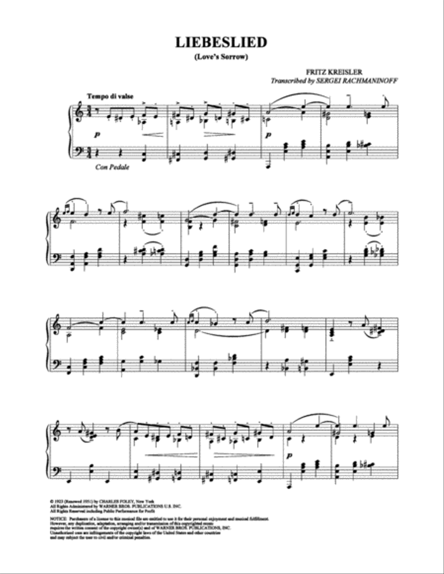 Liebeslied Liebeslied Piano Solo scores gallery preview page 1