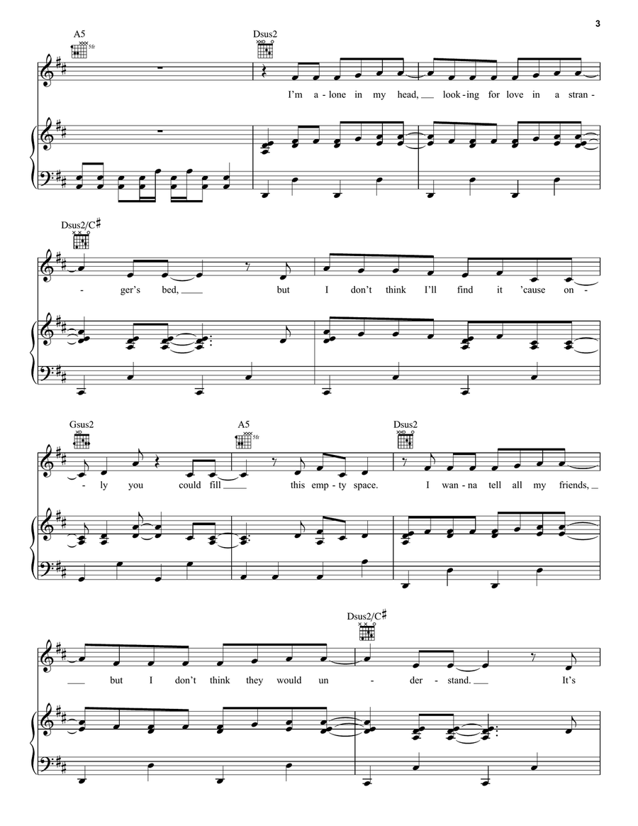 Empty Space Piano, Vocal, Guitar scores gallery preview page 3