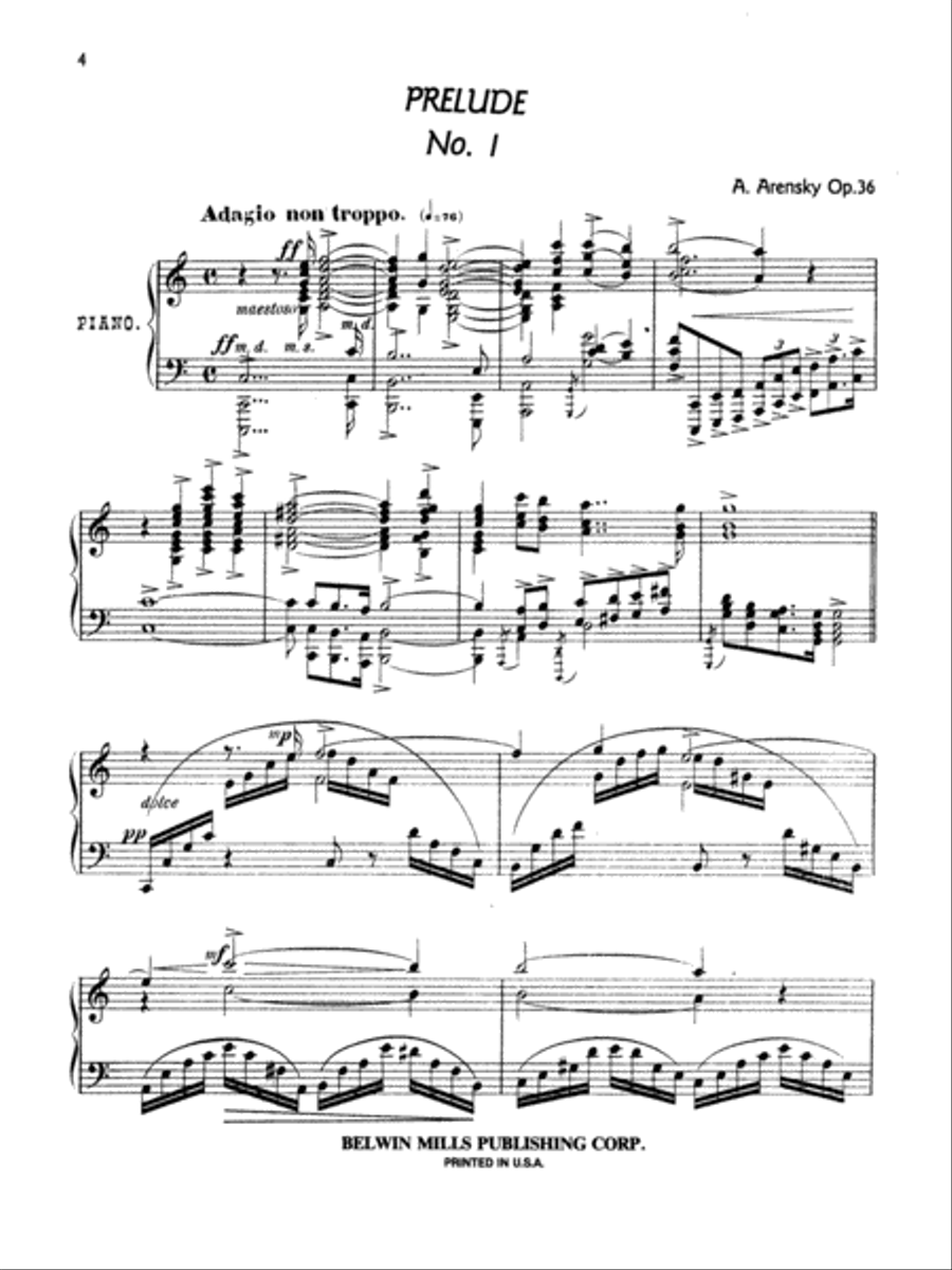 Arensky: Twenty-four Morceau Characteristiques, Op. 36 Piano Solo scores gallery preview page 1