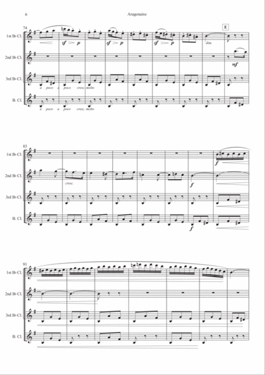 Aragonaise from Carmen for Clarinet Quartet Clarinet Quartet scores gallery preview page 6