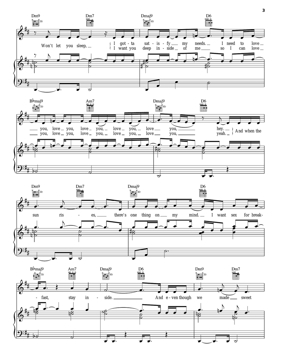 Sex For Breakfast Piano, Vocal, Guitar scores gallery preview page 3